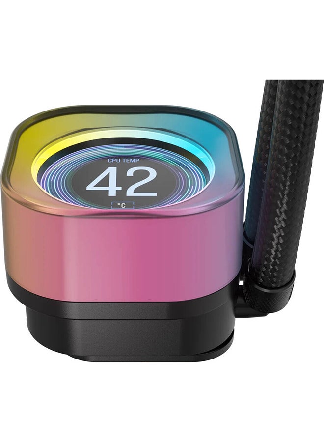 CORSAIR iCUE LINK H150i RGB AIO LCD Liquid CPU Cooler, 360mm Radiator, 2.1” IPS LCD Screen, 120mm QX120 RGB Fans, 2400 RPM Speed, 63.1 CFM Airflow, Intel 1700 & AMD AM5 Sockets, Black | CW-9061008-WW  - Image 4