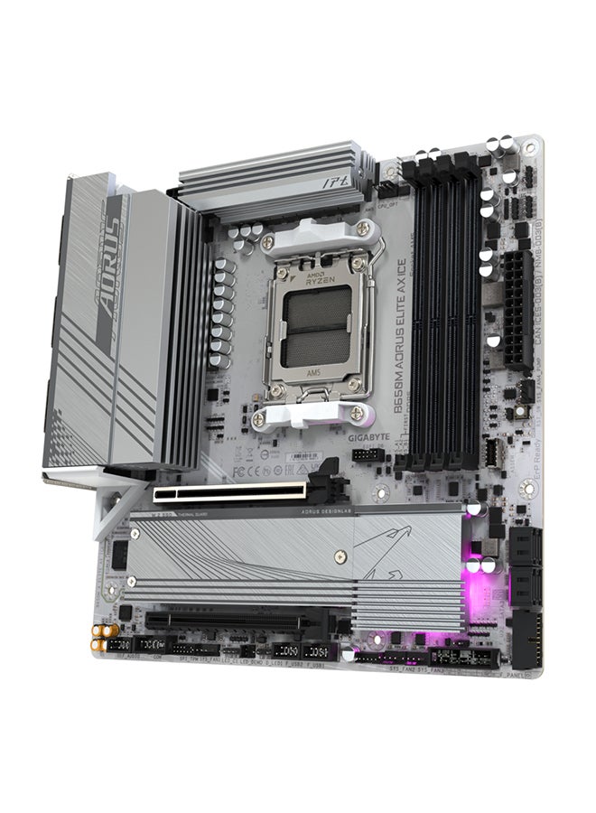جيجابايت - اللوحة الأم B650M AORUS ELITE AX ICE DDR5 Micro ATX، مجموعة شرائح AMD B650، مقبس AMD AM5، 2xNVMe M.2 SSD، 4 x DDR5 DIMM، PCI 4x16/1x DP/1xHDMI/1 x USB Type-C، Realtek 2.5GbE LAN &amp; Wi -فاي 6E - Image 1