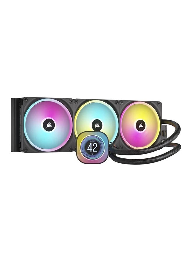 CORSAIR iCUE LINK H170i RGB AIO LCD Liquid CPU Cooler, 420mm Radiator, 2.1" IPS LCD Screen, 140mm QX140 RGB Fans, 2000 RPM Speed, 82.5 CFM Airflow, Intel 1700 AMD AM5 Sockets, Black | CW-9061009-WW - Image 1