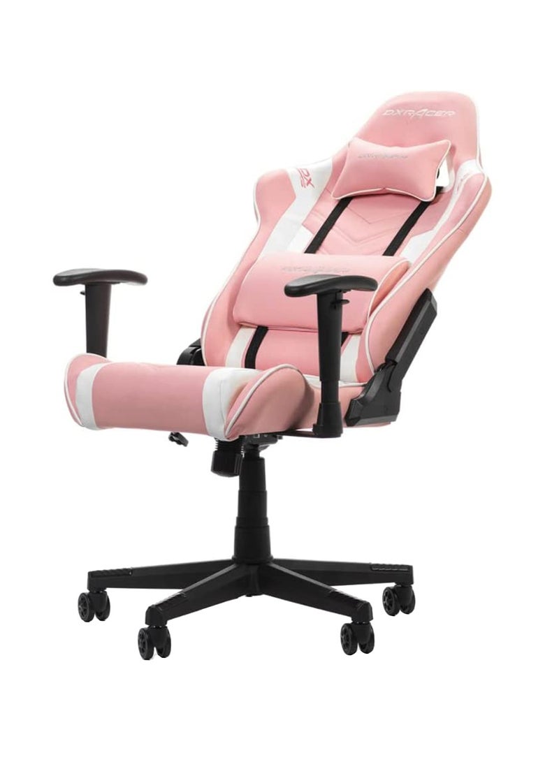 DXRacer - Prince Series P132 Gaming Chair - Ergonomic Design with 1D Adjustable Armrests, Soft Surface Upholstery, High-Quality Materials, Customizable Recline, Sturdy Metal Base, Smooth-Rolling Casters, Pink and White | GC-P132-PW-F2 - Image 1