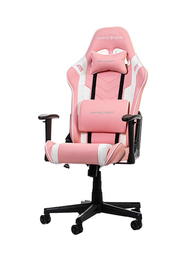 DXRacer - Prince Series P132 Gaming Chair - Ergonomic Design with 1D Adjustable Armrests, Soft Surface Upholstery, High-Quality Materials, Customizable Recline, Sturdy Metal Base, Smooth-Rolling Casters, Pink and White | GC-P132-PW-F2 - Image 1