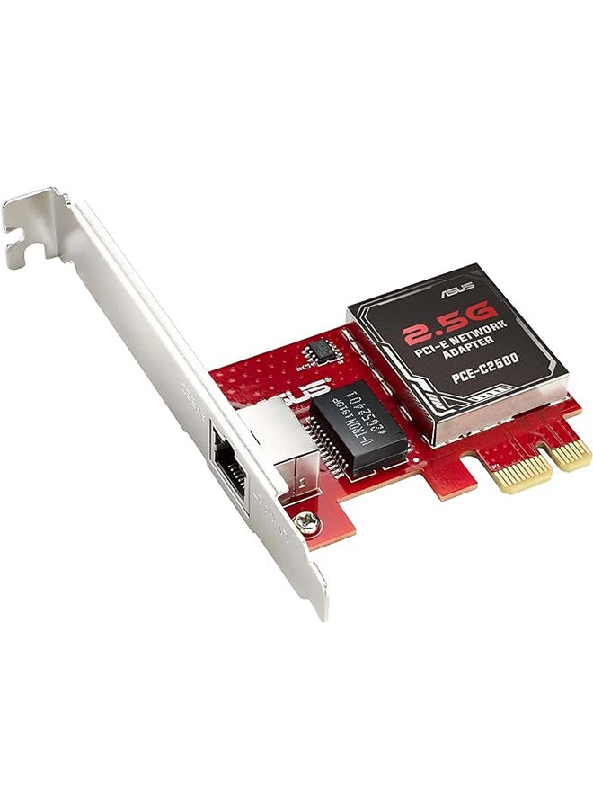 ASUS XG-C100C 10GBase-T PCIe Network Adapter, 10Gbps Networking, RJ45 Port, QoS, Win & Linux Compatible, Red | 90IG0760- M00B00 Multicolour  - Image 1