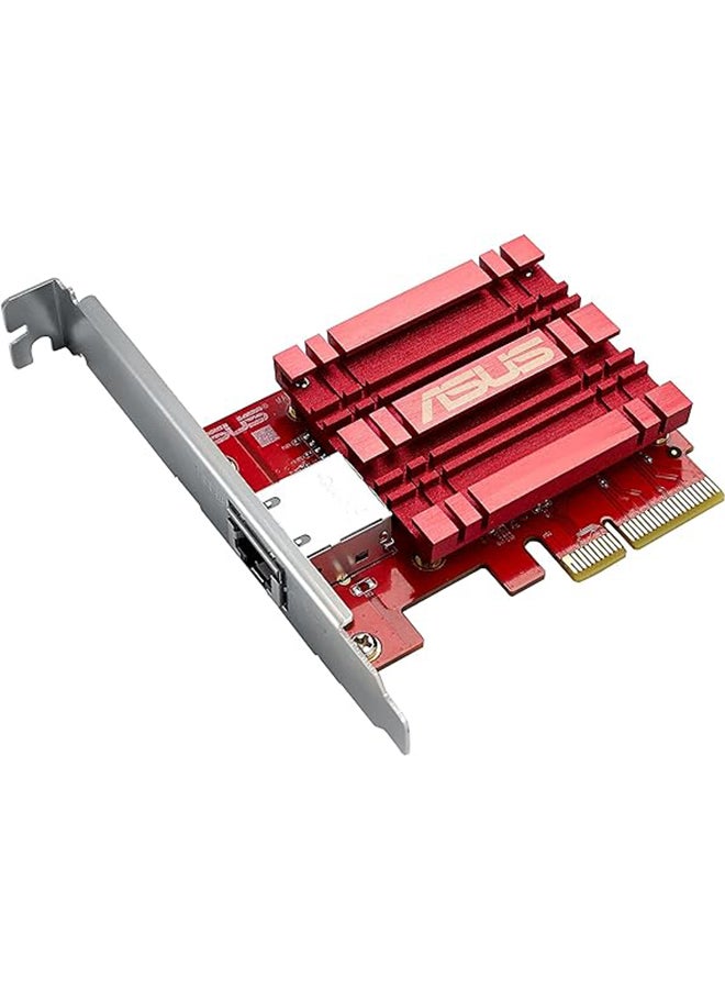 ASUS - XG-C100C 10GBase-T PCIe Network Adapter, 10Gbps Networking, RJ45 Port, QoS, Win & Linux Compatible, Red | 90IG0760- M00B00 Multicolour - Image 1