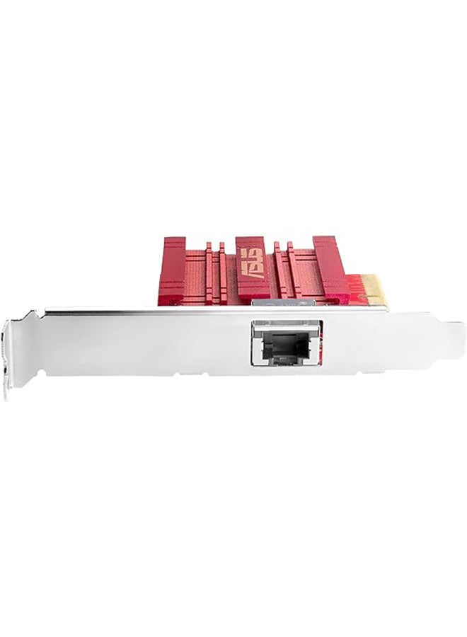 ASUS - XG-C100C 10GBase-T PCIe Network Adapter, 10Gbps Networking, RJ45 Port, QoS, Win & Linux Compatible, Red | 90IG0760- M00B00 Multicolour - Image 1