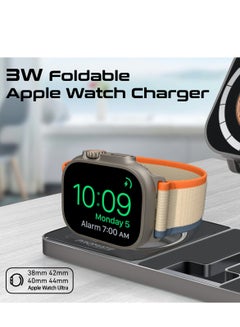 PROMATE 3-In-1 Magnetic Transparent Charging Station With 15W Foldable Charging Stand, 5W AirPods Charger, 3W Apple Watch Charger, Charge Protection, Durably Made And RGB Lights, AuraSlate-Trio Black  - Image 5