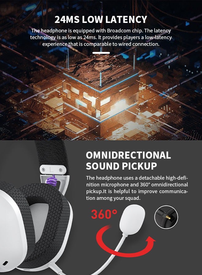 هافيت سماعة ألعاب مع ميكروفون قابل للفصل، ومشغلات 40 مم، وأغطية أذن من إسفنج الذاكرة فائق النعومة مع عزل للصوت، باللون الأبيض - Image 4