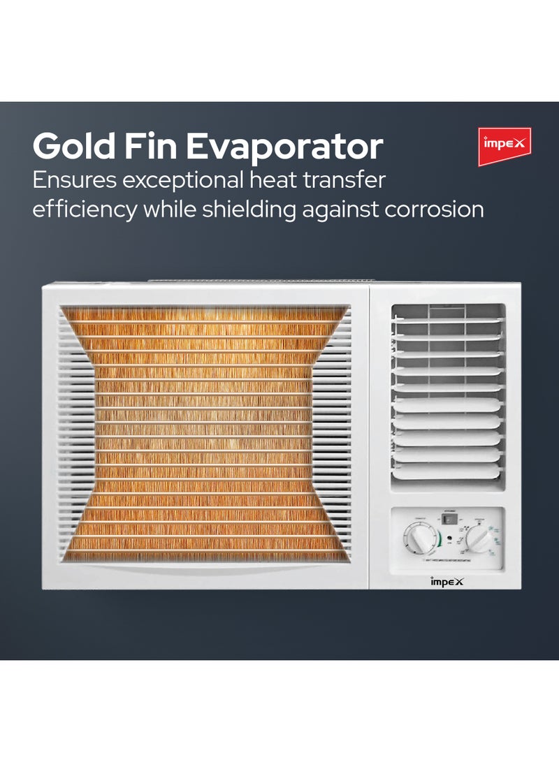 Impex - Window AC 18000 BTU  1.5 Ton T3 Compressor 100% Copper With Golden Fin Cold Only 2230 W IM18W3CCSA White - Image 1