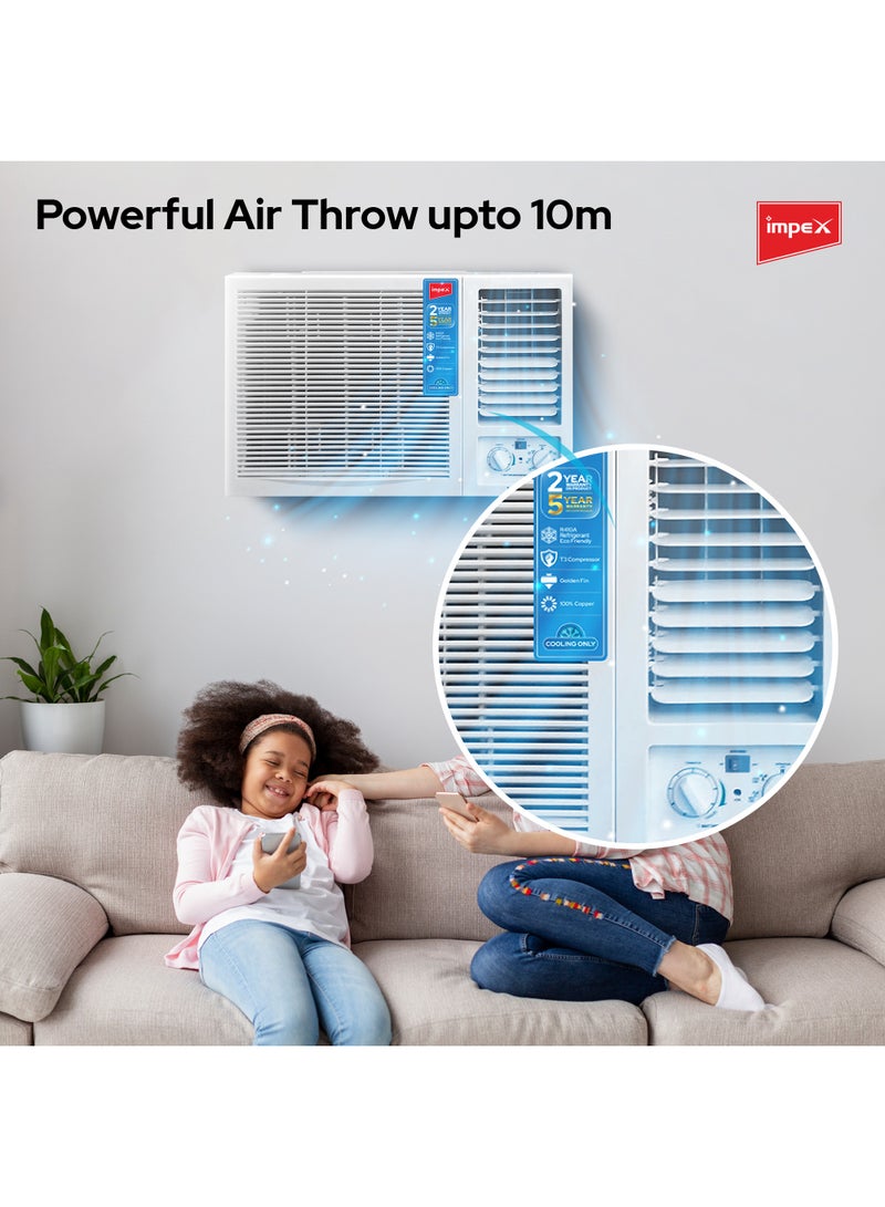 Impex - Window AC 18000 BTU  1.5 Ton T3 Compressor 100% Copper With Golden Fin Cold Only 2230 W IM18W3CCSA White - Image 1