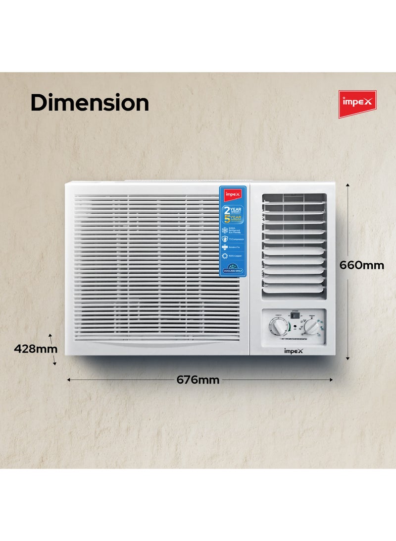 Impex - Window AC 18000 BTU  1.5 Ton T3 Compressor 100% Copper With Golden Fin Cold Only 2230 W IM18W3CCSA White - Image 1