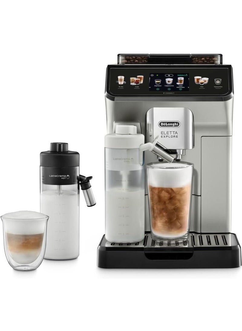 De'Longhi Delonje Aleta Cold Pro Automatic Coffee Machine With Crema Hot Cool Latte Technology Intuitive Color Screen Cool Extraction Technology TFT Screen 3.5 inch wifi silver 1.8 L 1450 W ECAM450.65.S silver - Image 1