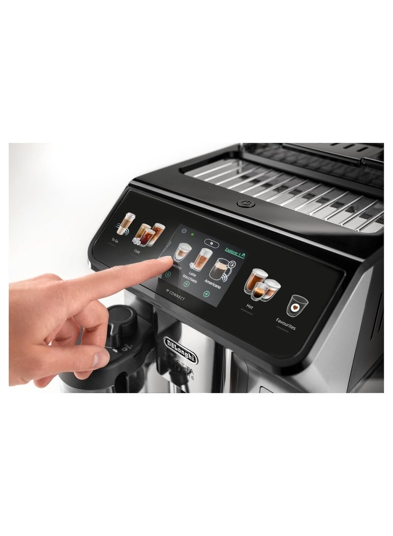 De'Longhi Delonje Aleta Cold Pro Automatic Coffee Machine With Crema Hot Cool Latte Technology Intuitive Color Screen Cool Extraction Technology TFT Screen 3.5 inch wifi silver 1.8 L 1450 W ECAM450.65.S silver - Image 2