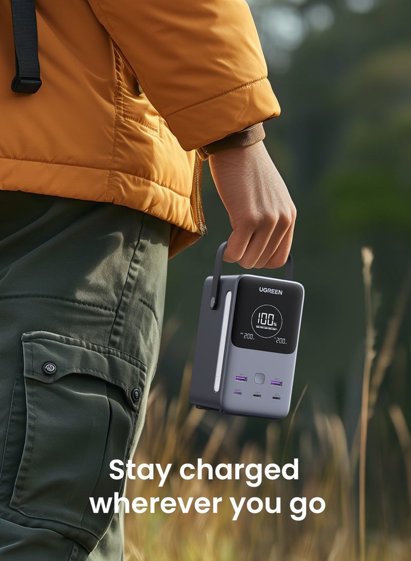 Ugreen - 48000 mAh 48000mAh Power Bank Total 300W Output Portable Charger 3C2A Battery Pack Household Station With Realtime Display LED Screen With LED Light Compatible With Macbook Lenovo iPad iPhone 16 Galaxy S24 Grey - Image 1