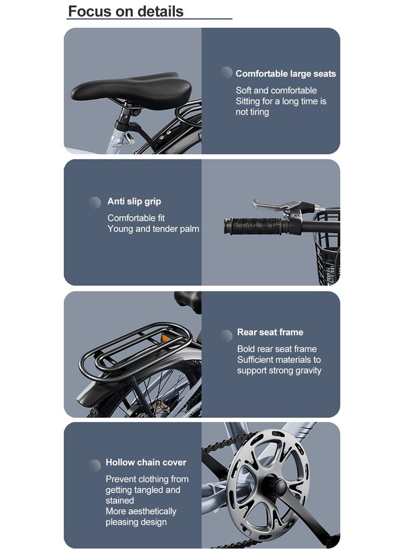Kidle - Children's Bicycle Boys Girls Teenagers Middle and Big Kids Dual Disc Brake Shock Absorbing Mountain Bike Elementary and Middle School Students 20-24inch Shift Bicycle 20inch - Image 1