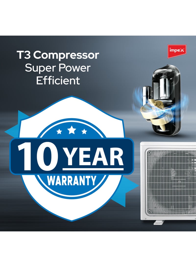 Impex - Split AC T3 Rotary Compressor Turbo Cooling 4D Air Flow Cooling Only 20000 BTU 3100 W IM24S3CCSA White - Image 1