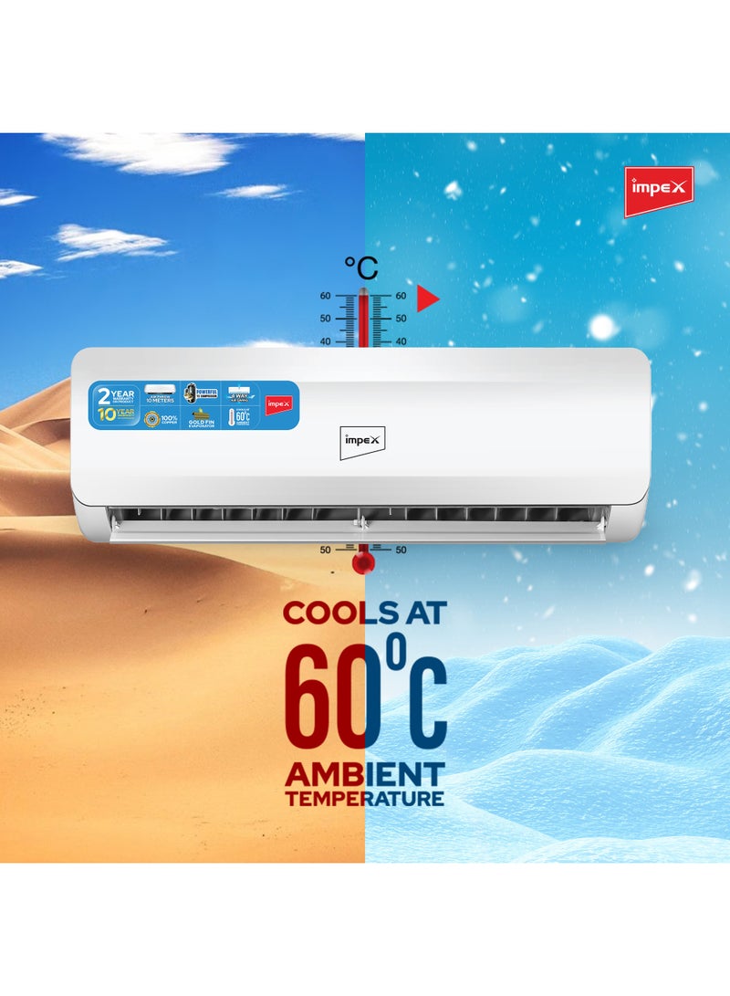 Impex - Split AC T3 Rotary Compressor Turbo Cooling 4D Air Flow Cooling Only 20000 BTU 3100 W IM24S3CCSA White - Image 1
