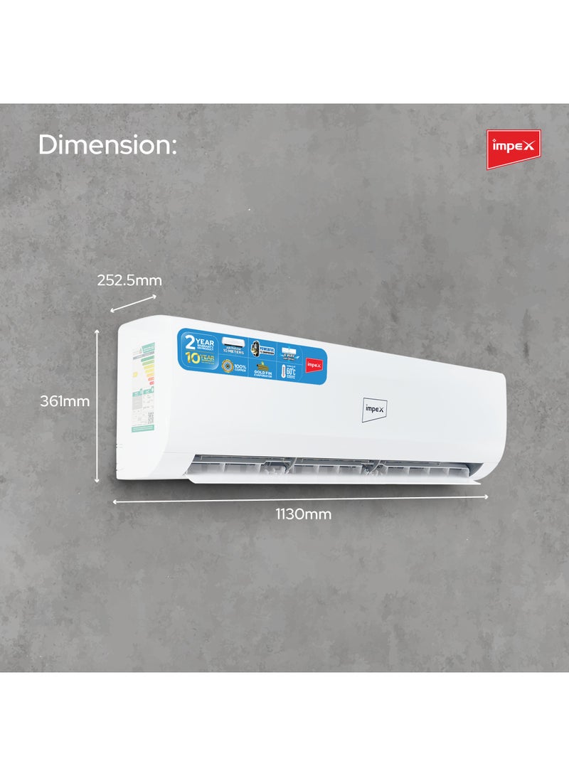 Impex - Split AC T3 Rotary Compressor Turbo Cooling 4D Air Flow Cooling Only 20000 BTU 3100 W IM24S3CCSA White - Image 1