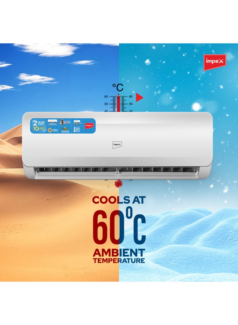 Impex - Split AC Turbo Cooling 4D Air Flow T3 Rotary Compressor Cooling Only 18100BTU 2500 W IM18S3DCSA White - Image 1