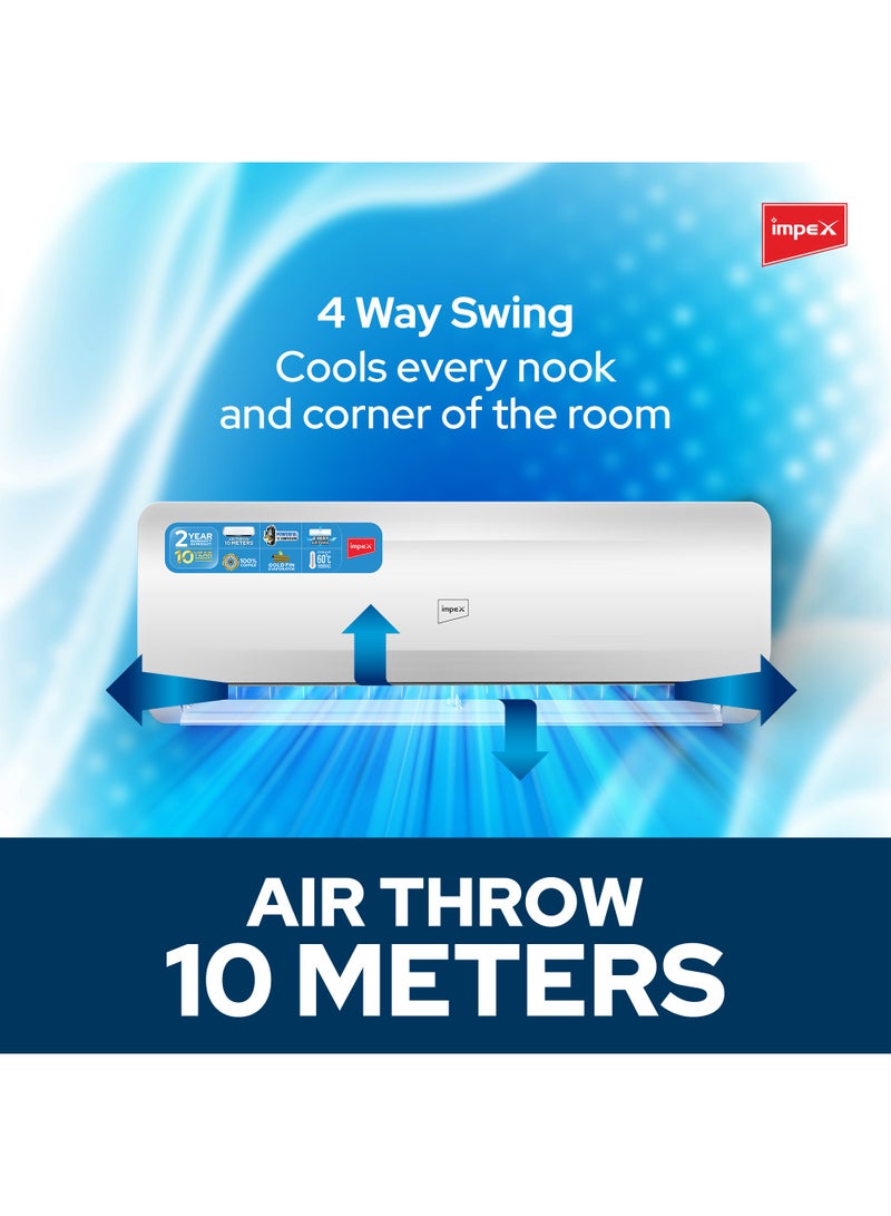 Impex - Split AC Turbo Cooling 4D Air Flow T3 Rotary Compressor Cooling Only 18100BTU 2500 W IM18S3DCSA White - Image 1