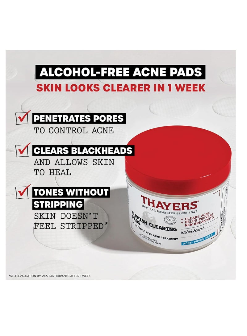 THAYERS - Blemish Clearing Acne Pads, Salicylic Acid Acne Treatment For Face, Pore Reducing, Exfoliating, And Soothing Skincare, Witch Hazel Toner Pads, 60 Ct 60 Pads12 pcs Super washable colored pens - Image 1
