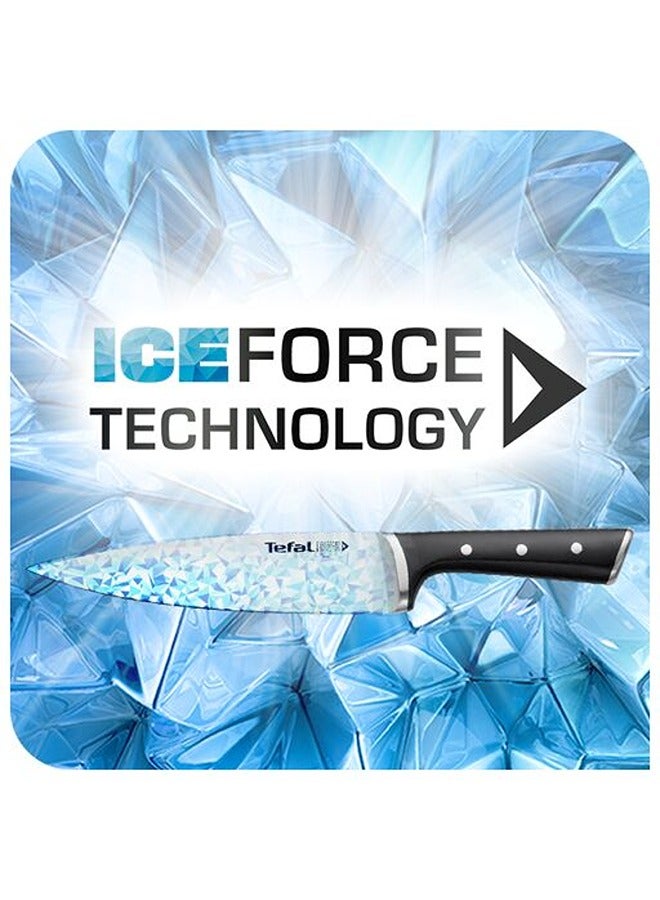 تيفال سكاكين ستيك من الفولاذ المقاوم للصدأ Ice Force بطول 11 سم مجموعة من 4 تصميم مميز K232S414 فضي/أسود - Image 1