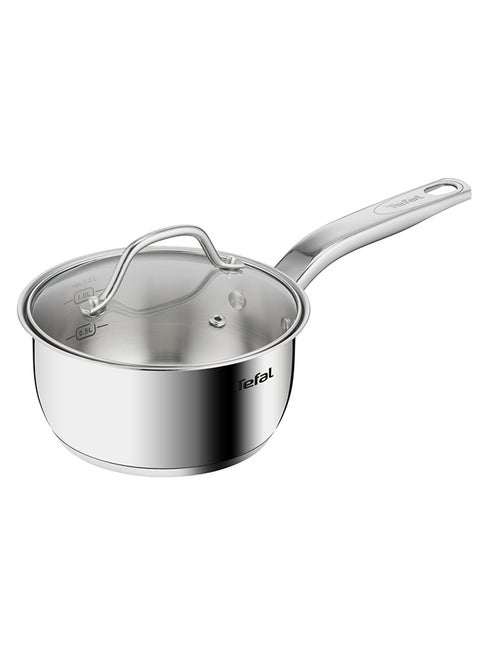 TEFAL Intuition قدر 16 سم مع غطاء | ستانلس ستيل ممتاز 18/10 | علامات داخلية | غطاء زجاجي | مقبض قوي | مناسب للحث الحراري | ضمان سنتين | B8642274 16 cmسم
