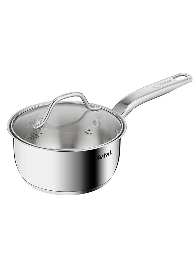 تيفال TEFAL Intuition قدر 16 سم مع غطاء | ستانلس ستيل ممتاز 18/10 | علامات داخلية | غطاء زجاجي | مقبض قوي | مناسب للحث الحراري | ضمان سنتين | B8642274 16 cmسم  - Image 1