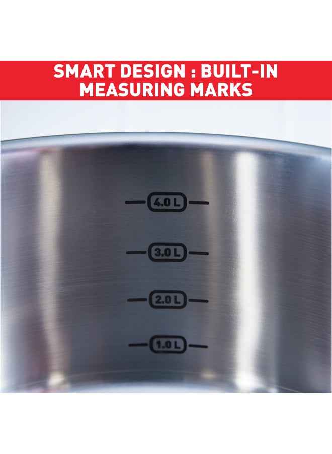 TEFAL Intuition saucepan 16 cm+lid |Premium Stainlesss steel 18/10 | Inside markings | Glass lid | Robust handle | Induction pot | 2 Years Warranty | B8642274 Stainless Steel 16 cmcm - Image 5