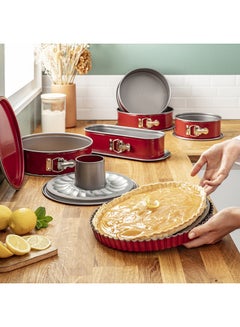 Tefal TEFAL Baking Mold | Delibake 28 cm Tart Pan | Red | Base That Converts Into Serving Plate | Perfect Release | High-Quality Carbon Steel Bakeware | Easy to Clean | 2 Years Warranty | J1641514 Red 28cm  - Image 5