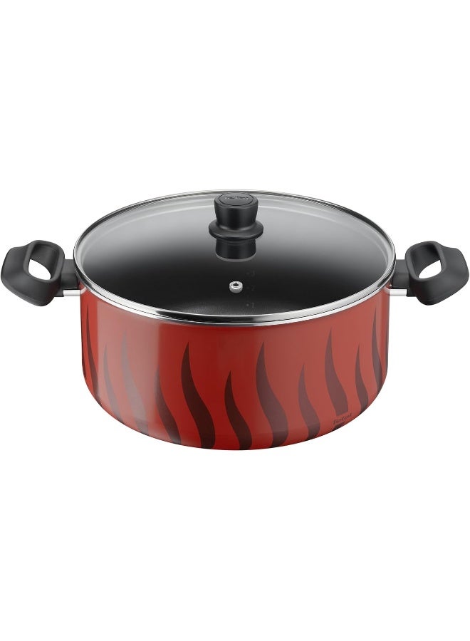 تيفال TEFAL قدر طبخ | Tempo Flame 28 سم كاسرول غير لاصق مع غطاء | أحمر | ألومنيوم | ضمان لمدة سنتين | C3045485 30سم  - Image 1
