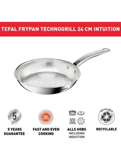 Tefal Intuition 24 cm Frypan, Premium Stainless Steel 18/10, Induction,  B8590435 Stainless Steel 24 cmcm  - Image 2