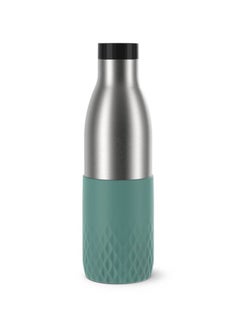 Tefal TEFAL Bottle | 0.7 L | BLUDROP Reusable Stainless Steel Bottle | Silicon Sleeve |Easy Drinking |Quick Press |Dishwasher-Safe | Leak-Proof | 12H Hot Drinks/24H Cold Drinks | 2 Years Warranty | N3111210 Green/Grey/Black  - Image 1