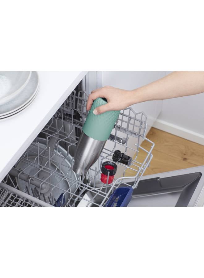 Tefal - TEFAL Bottle | 0.7 L | BLUDROP Reusable Stainless Steel Bottle | Silicon Sleeve |Easy Drinking |Quick Press |Dishwasher-Safe | Leak-Proof | 12H Hot Drinks/24H Cold Drinks | 2 Years Warranty | N3111210 Green/Grey/Black - Image 1