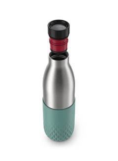 Tefal TEFAL Bottle | 0.7 L | BLUDROP Reusable Stainless Steel Bottle | Silicon Sleeve |Easy Drinking |Quick Press |Dishwasher-Safe | Leak-Proof | 12H Hot Drinks/24H Cold Drinks | 2 Years Warranty | N3111210 Green/Grey/Black  - Image 4
