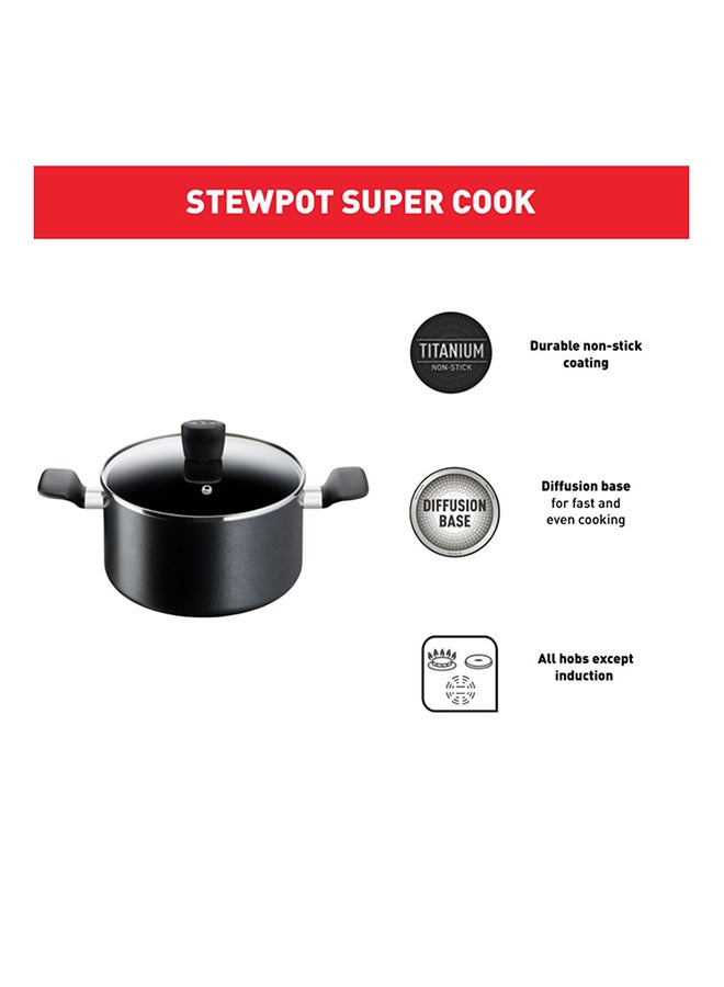 Tefal - G6 Non-Stick Super Cook Stewpot With Lid Black/Clear 30 cm Black/Clear - Image 1