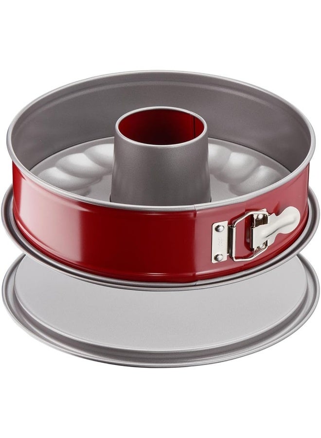 Tefal Baking Mold | Delibake 25 Cm Savarin Springform Pan | Red | Oversized Base | Perfect Release | High-Quality Carbon Steel Bakeware | Easy To Clean | 2 Years Warranty | J1642614, Assorted Color Red 25cm  - Image 1