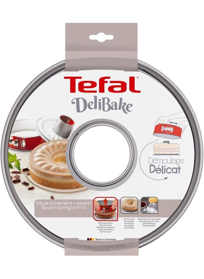 Tefal Baking Mold | Delibake 25 Cm Savarin Springform Pan | Red | Oversized Base | Perfect Release | High-Quality Carbon Steel Bakeware | Easy To Clean | 2 Years Warranty | J1642614, Assorted Color Red 25cm  - Image 2