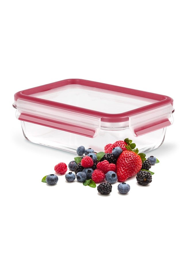 تيفال - TEFAL حاوية تخزين طعام MasterSeal Glass Fresh Box | 1.3 لتر | حاوية طعام مستطيلة الكل في واحد | مانعة للتسرب | آمنة للاستخدام في الفرن | صحية | قابلة للغسل في غسالة الأطباق | أحمر | ضمان لمدة سنتين | K3010412 1.3لترات - Image 1