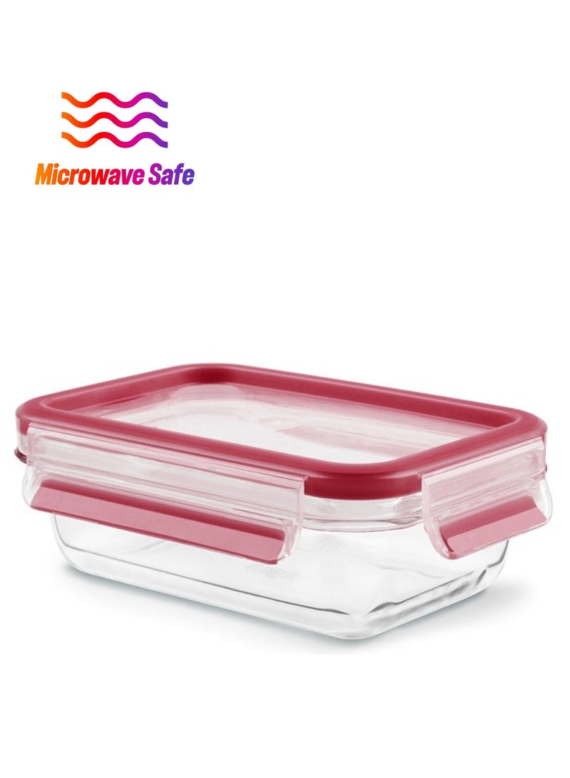 Tefal TEFAL MasterSeal Glass Fresh Box Container | 1.3 L | Rectangular All-in-One Food Storage Container | Leak-Proof | Oven-Safe | Hygienic | Dishwasher-Safe | Red | 2 Years Warranty | K3010412 Red 1.3Liters  - Image 1