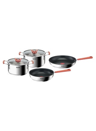 6-Pieces Tefal Opti'Space  Pots & Pans Set Stainless Steel  Non-Stick 18 & 20Cm Stewpot 24 & 28Cm Frying Pan Silver 24cm - pnsku/N70079790V/45/_/1739788541/59d3d06c-256a-4d0a-a11c-5b100dbb23e8