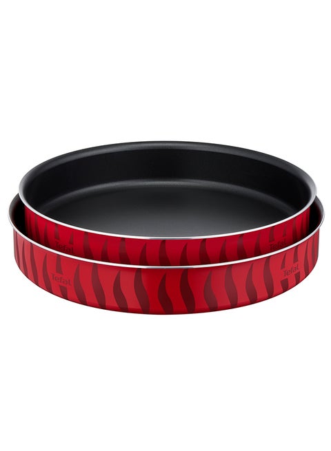TEFAL Baking Pans | Les Spécialistes | 2-Piece Set | Kebbe Dishes | 28/30 cm | Non-Stick Coating | Aluminum | Heat Diffusion | Easy Cleaning | Red | Made in France | 2 Years Warranty | J5716683 Red 28 + 30cm