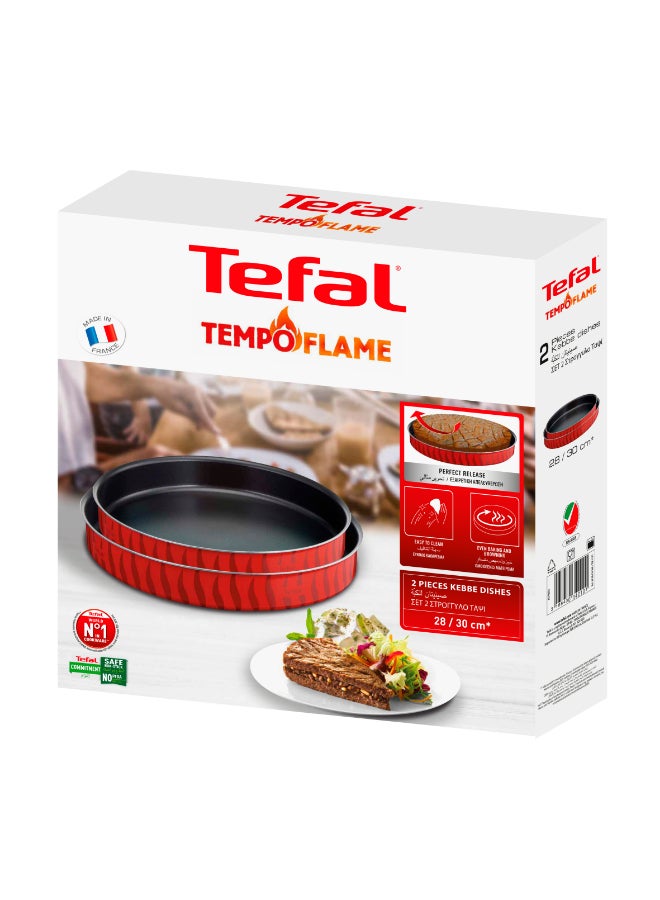 تيفال TEFAL صواني خبز | Les Spécialistes | طقم من قطعتين | أطباق كبة | 28/30 سم | طلاء غير لاصق | ألومنيوم | توزيع حرارة | سهولة التنظيف | أحمر | صنع في فرنسا | ضمان لمدة سنتين | J5716683 28 + 30سم - Image 4