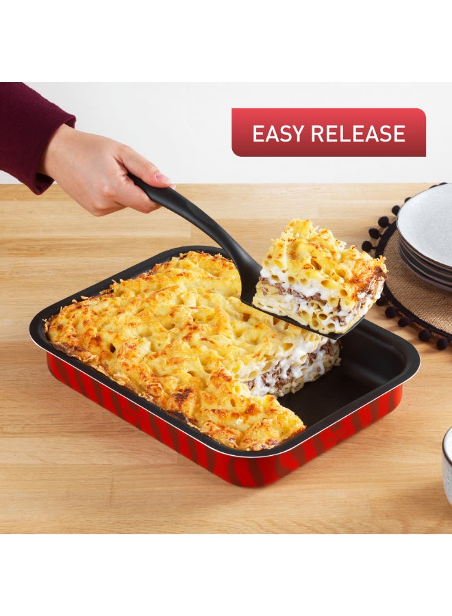 TEFAL Baking Pan | Les Spécialistes Oven Dish | 27x37cm | Non-Stick Coating | Aluminum | Heat Diffusion | Easy Cleaning | Red | Made in France | 2 Years Warranty | J5714882 Red 27x37cm - Image 4