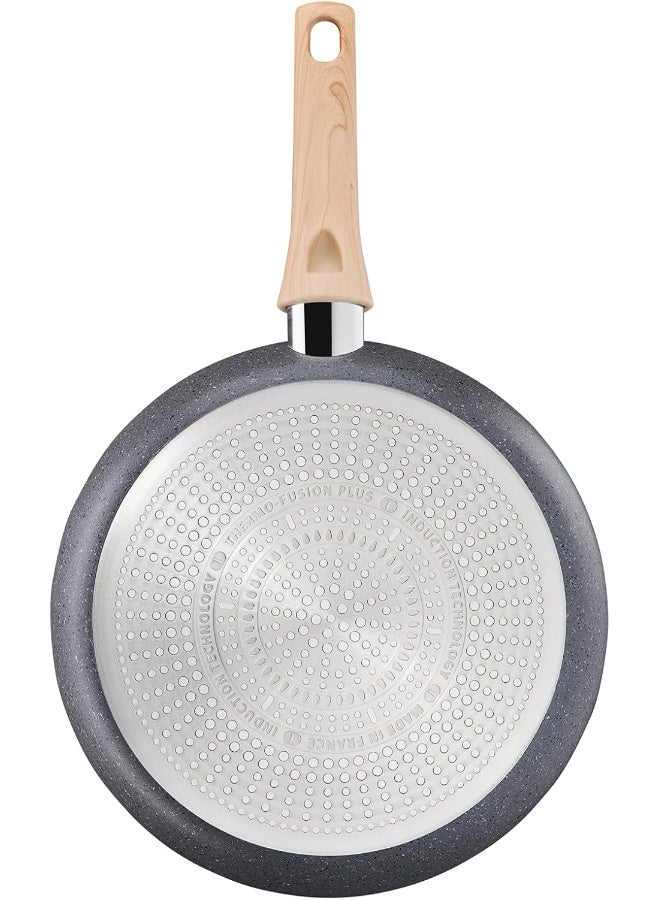Tefal - TEFAL Frying Pan | Natural Force 24 cm Frypan |Easy cleaning | Mineralia+ non-stick coating | Natural minerals | Thermo-signal | Healthy cooking | Safe | Made in France | 2 Years Warranty | G2660432 Grey - Stone 24 cmcm - Image 1