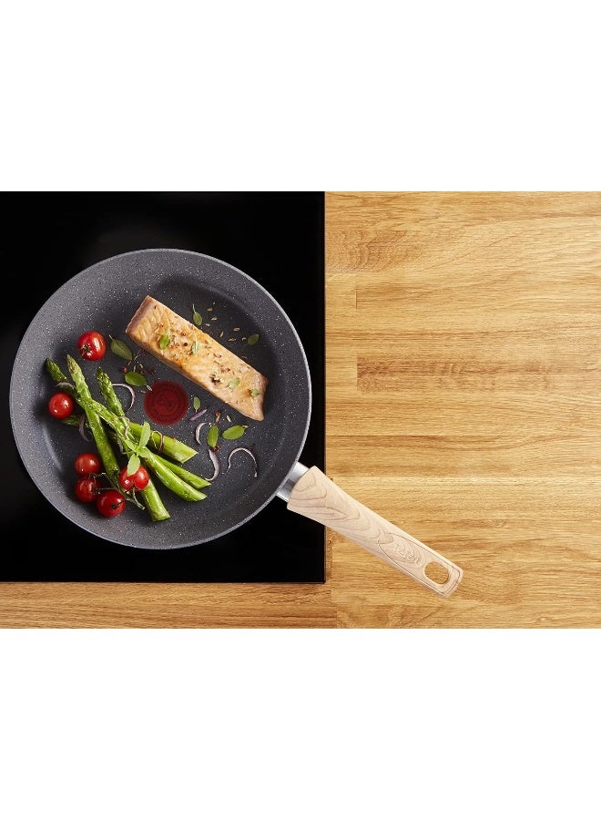 Tefal - TEFAL Frying Pan | Natural Force 24 cm Frypan |Easy cleaning | Mineralia+ non-stick coating | Natural minerals | Thermo-signal | Healthy cooking | Safe | Made in France | 2 Years Warranty | G2660432 Grey - Stone 24 cmcm - Image 1