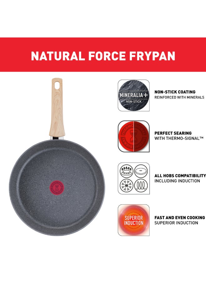 TEFAL Frying Pan | Natural Force 24 cm Frypan |Easy cleaning | Mineralia+ non-stick coating | Natural minerals | Thermo-signal | Healthy cooking | Safe | Made in France | 2 Years Warranty | G2660432 Grey - Stone 24 cmcm - Image 3