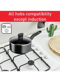 Tefal TEFAL Dark Stone 11 Pc Set, Non-Stick, Stewpots 22/24/28 cm, Saucepan 16 cm, Frypans 20/28 cm, Slotted Spatula, Aluminium, B491BS85 Black  - Image 4