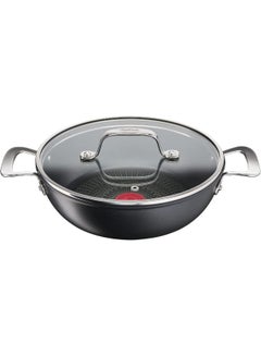 تيفال TEFAL قدر طبخ ضحل | G6 UNLIMITED قدر ضحل 26 سم مع غطاء زجاجي | غير لاصق مع مؤشر Thermo-Signal | ألومنيوم | أسود | صنع في فرنسا | ضمان لمدة سنتين | G2557102 26سم  - Image 1