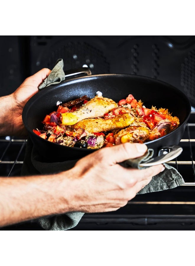 TEFAL قدر طبخ ضحل | G6 UNLIMITED قدر ضحل 26 سم مع غطاء زجاجي | غير لاصق مع مؤشر Thermo-Signal | ألومنيوم | أسود | صنع في فرنسا | ضمان لمدة سنتين | G2557102 26سم