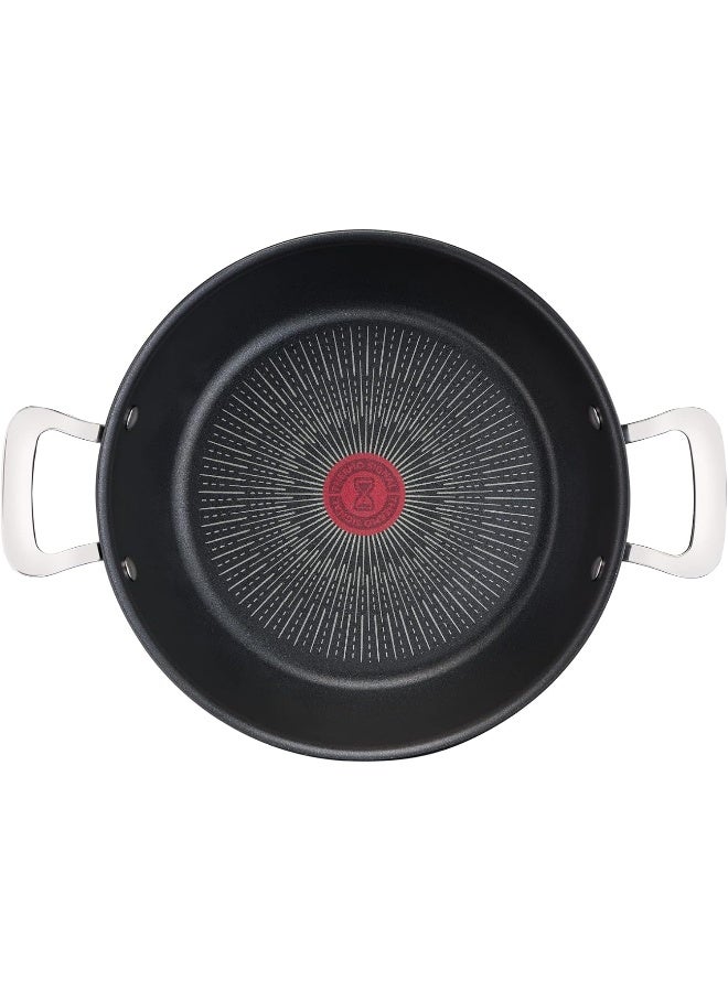 تيفال TEFAL قدر طبخ ضحل | G6 UNLIMITED قدر ضحل 26 سم مع غطاء زجاجي | غير لاصق مع مؤشر Thermo-Signal | ألومنيوم | أسود | صنع في فرنسا | ضمان لمدة سنتين | G2557102 26سم  - Image 2