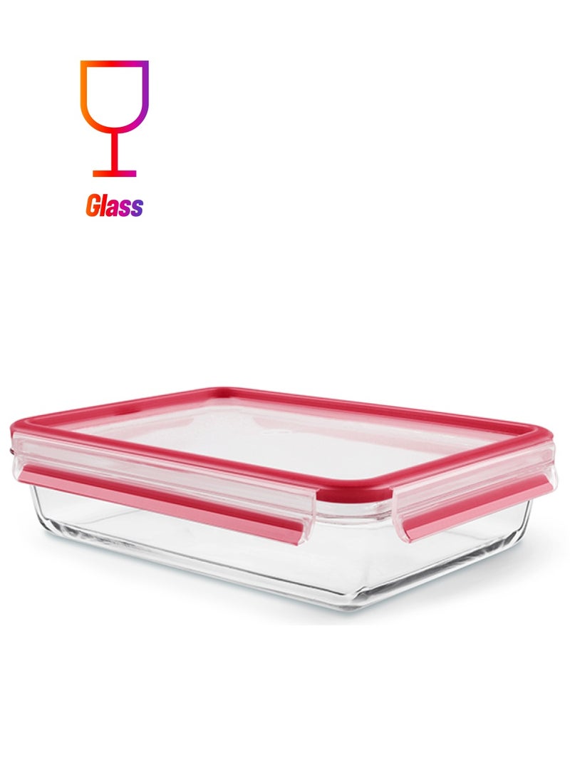 Tefal - TEFAL MasterSeal Glass Fresh Box Container | 2.0 L | Rectangular All-in-One Food Storage Container | Leak-Proof | Oven-Safe | Hygienic | Dishwasher-Safe | Red | 2 Years Warranty | K3010512 Red 2Liters - Image 1